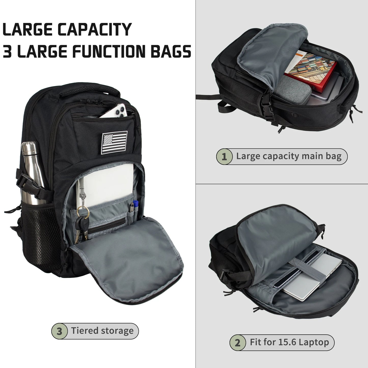 Multi-Functional Tactical Backpack – 50L / 35L / 25L | Waterproof & Large Capacity