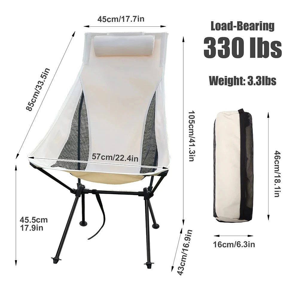 WESTTUNE Portable Folding Camping Chair with a headrest and aluminum alloy frame