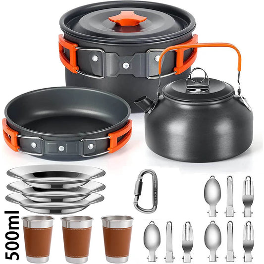 camping cookware set suitable for 2–3 people,