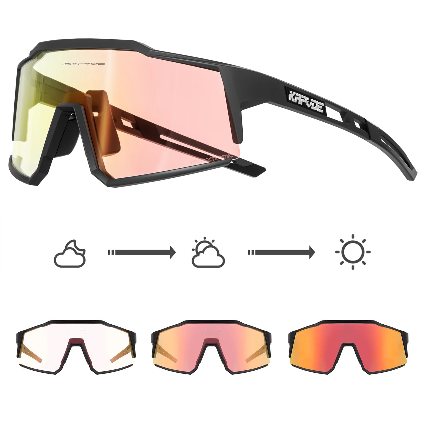 Kapvoe Photochromic Cycling Sunglasses for Men Cycl Glasses Mountain Bicycle Goggles Women Outdoor Sports Running UV400 Eyewear
