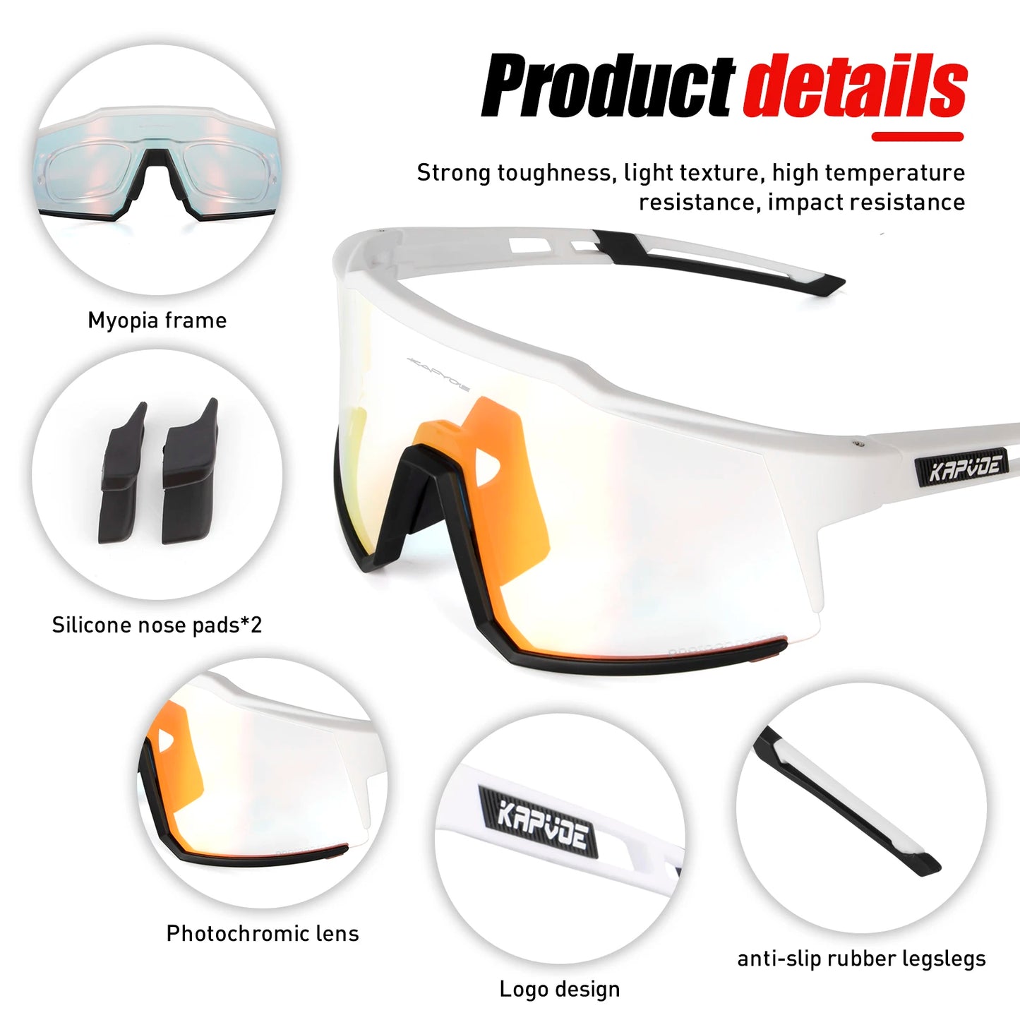 Kapvoe Photochromic Cycling Sunglasses for Men Cycl Glasses Mountain Bicycle Goggles Women Outdoor Sports Running UV400 Eyewear