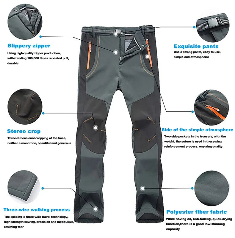 LNGXO Thick Warm Fleece Hiking Pants