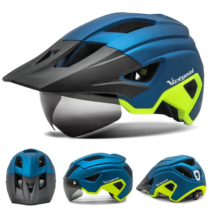 VICTGOAL LED Bike Helmet with Sun Goggle Visor