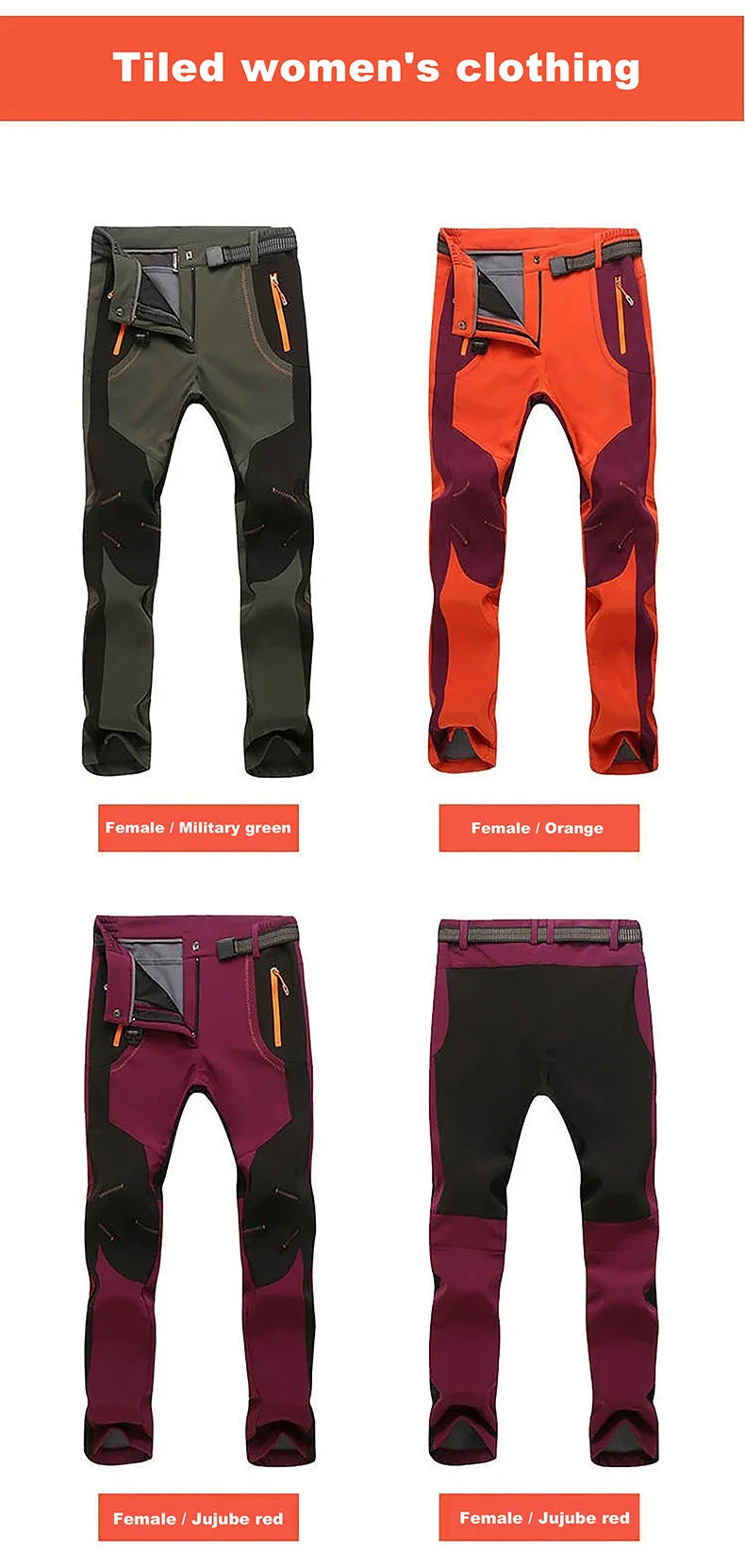 LNGXO Thick Warm Fleece Hiking Pants