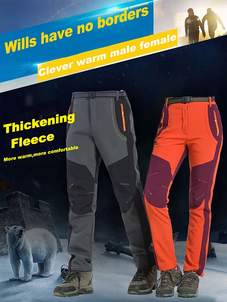 LNGXO Thick Warm Fleece Hiking Pants