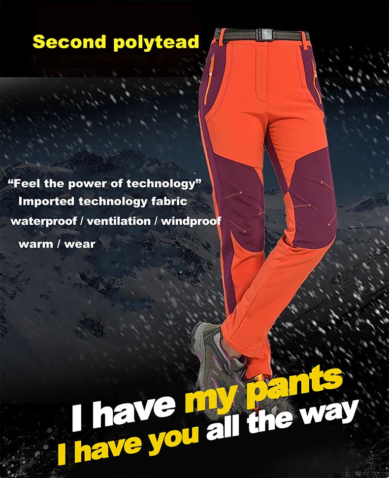 LNGXO Thick Warm Fleece Hiking Pants