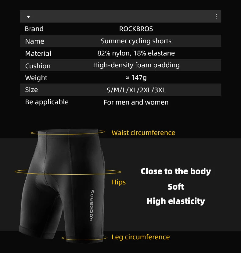 The ROCKBROS Summer Cycling Shorts