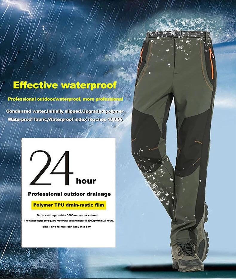 LNGXO Thick Warm Fleece Hiking Pants