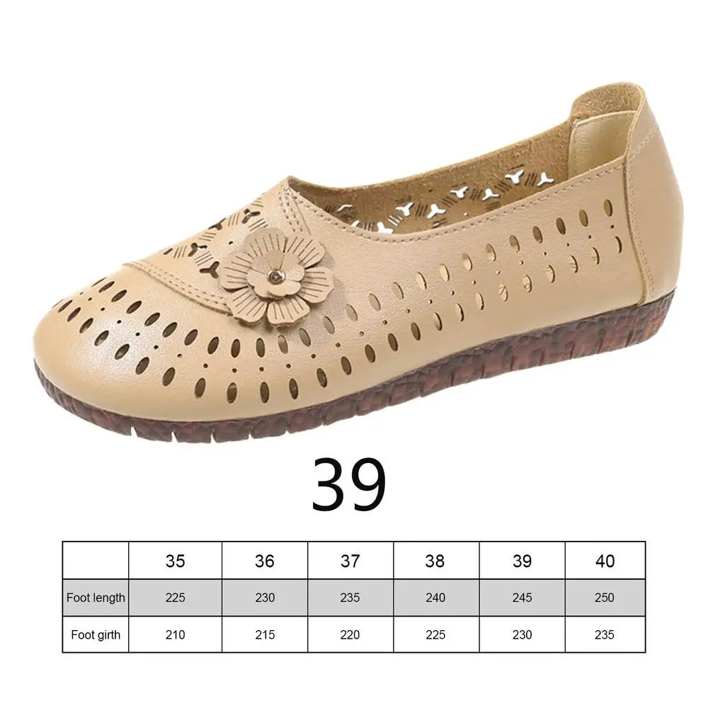 Women's Leather Shoes Flats Comfortable Casual Walking Shoes Soft Flat Bottom Loafers Leisure Slip-on Corrective Breathable