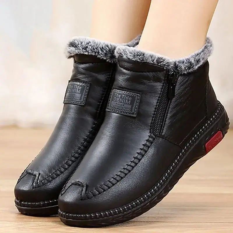 Winter Snow Boots Anti-Slip Female Winter Booties Waterproof Plush Lining Boots Thickened Zipper Cold Weather Shoes