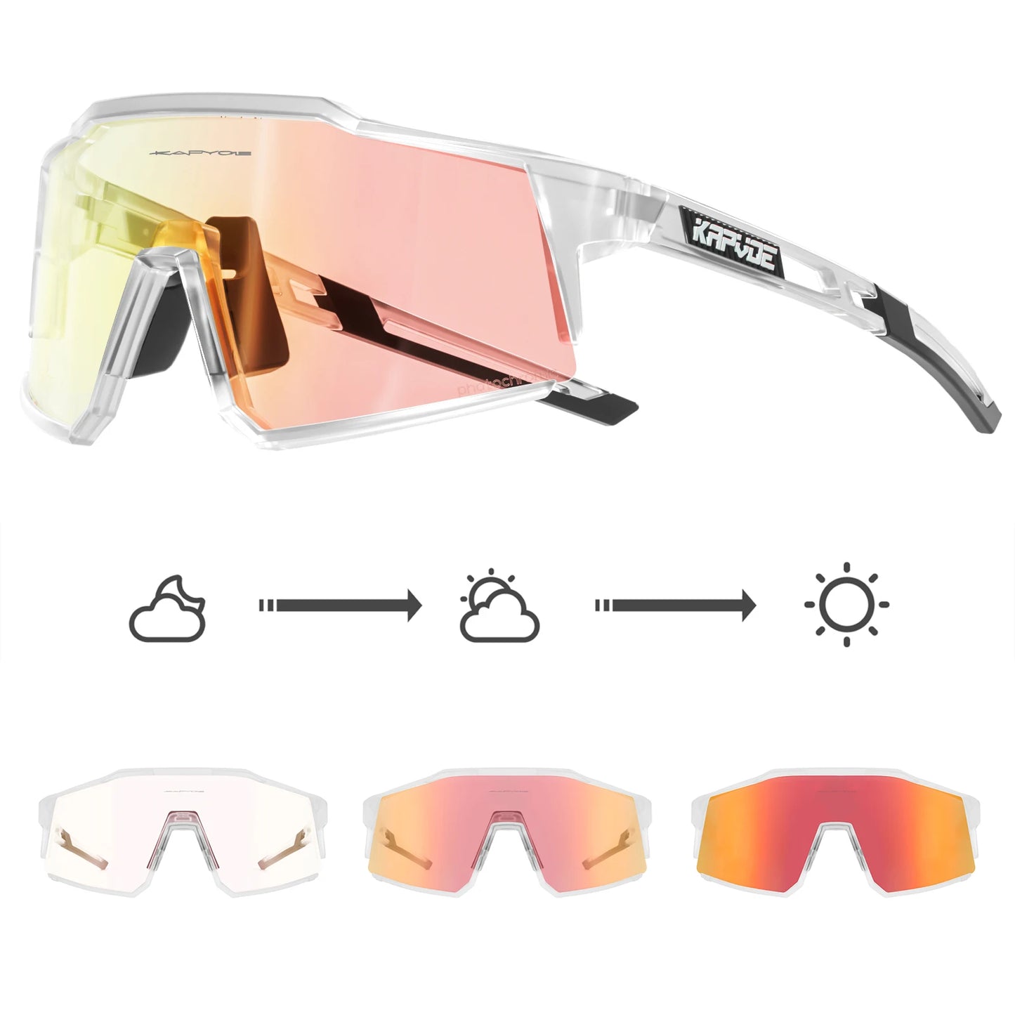Kapvoe Photochromic Cycling Sunglasses for Men Cycl Glasses Mountain Bicycle Goggles Women Outdoor Sports Running UV400 Eyewear