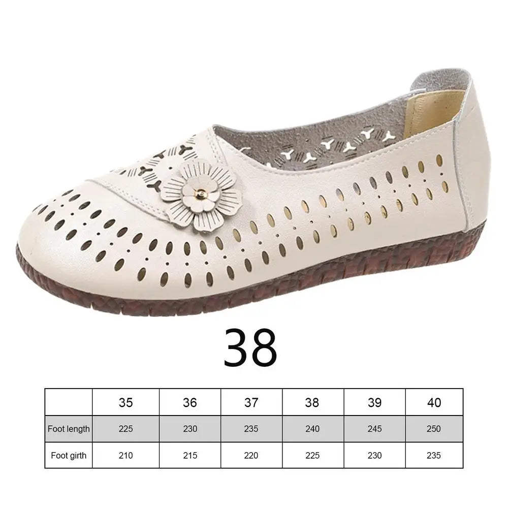 Women's Leather Shoes Flats Comfortable Casual Walking Shoes Soft Flat Bottom Loafers Leisure Slip-on Corrective Breathable