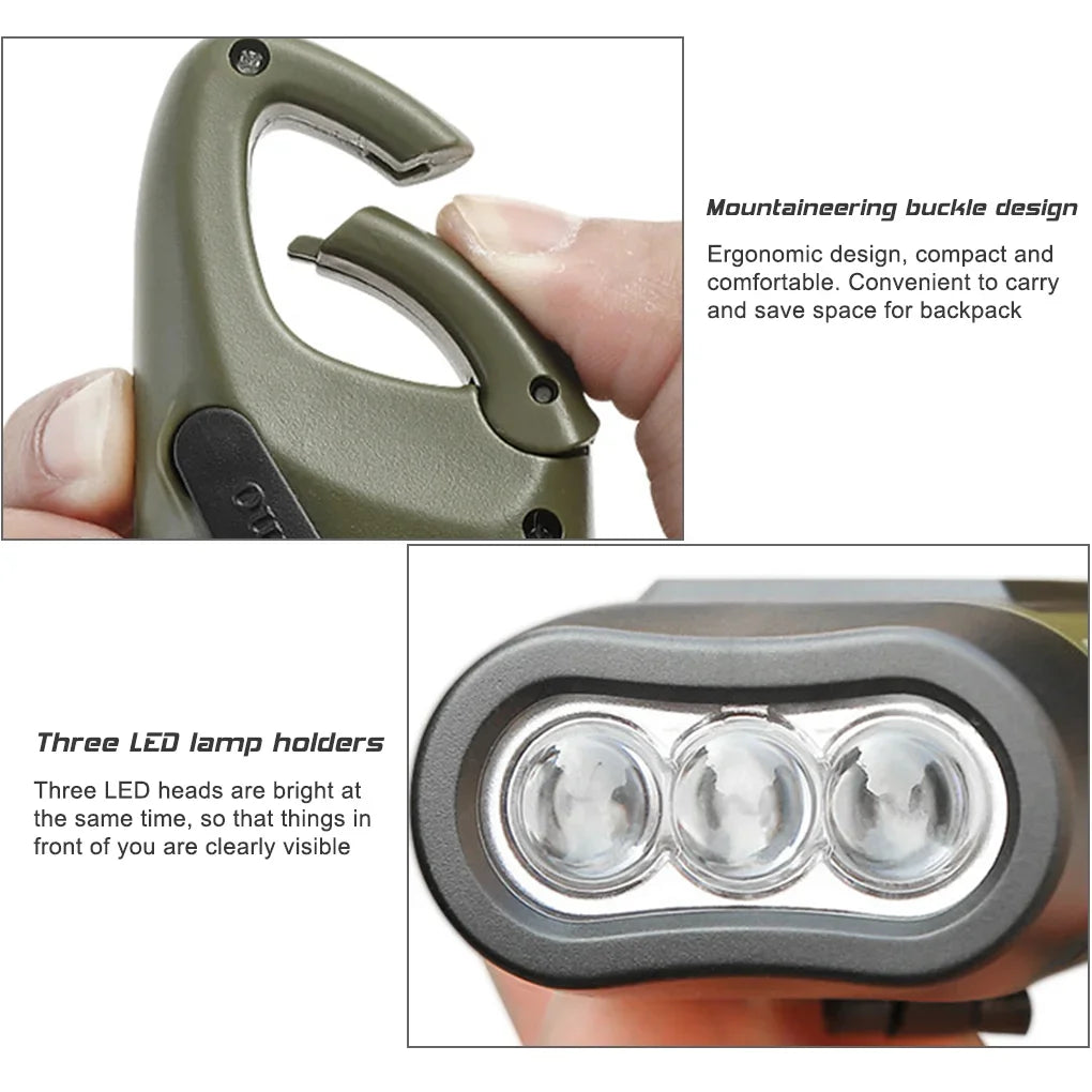 LED Hand Crank Solar Powered Flashlight: