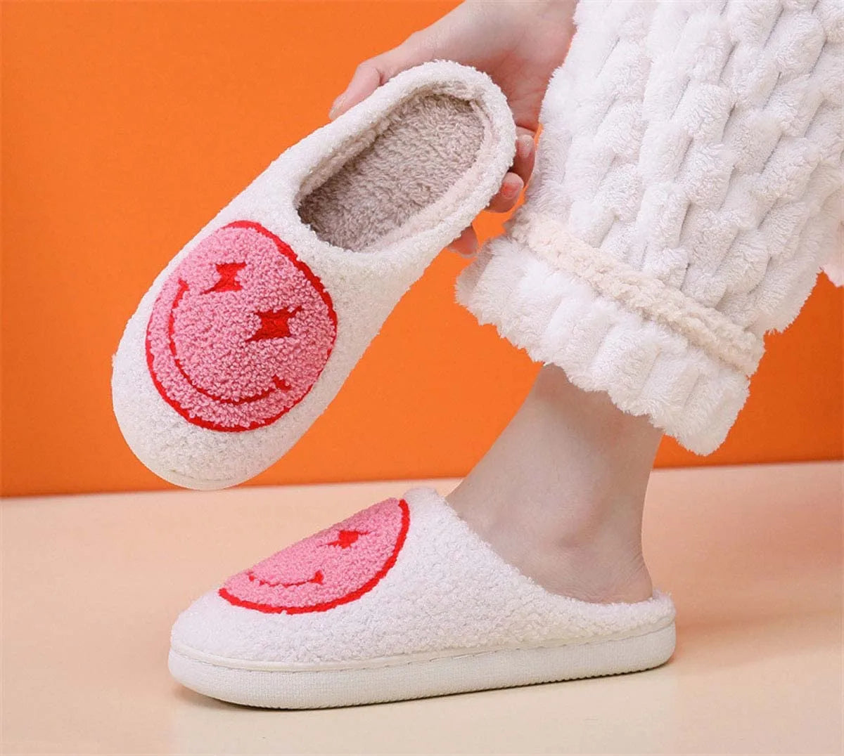 Clearance_Women Super Cute Lightning Smile Face Slippers House Funny Ladies Casual Footwear Winter Shoes Fluffy Slides for Home_
