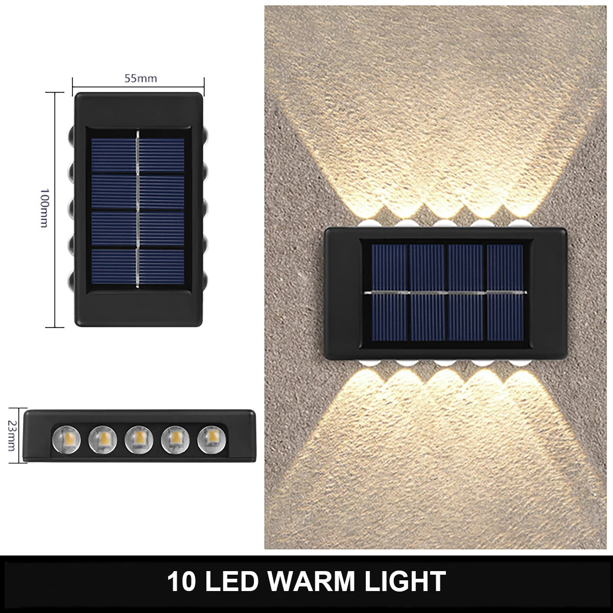 LED Solar Wall Lamp – Outdoor Waterproof Up & Down Lighting