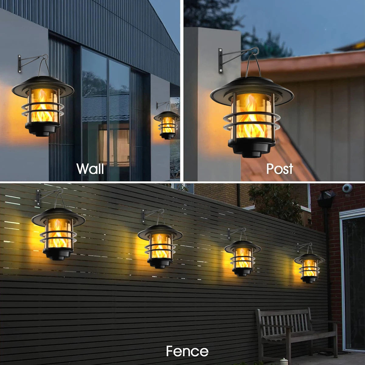 1pc Solar Hanging Lantern with Flickering Flame Effect: