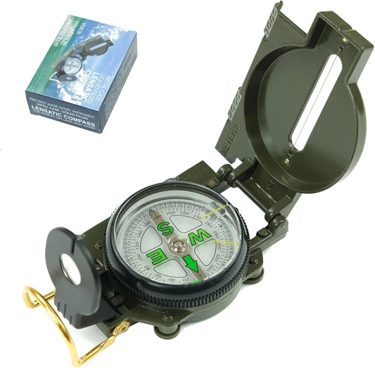 military-style sighting compass, which is a popular tool