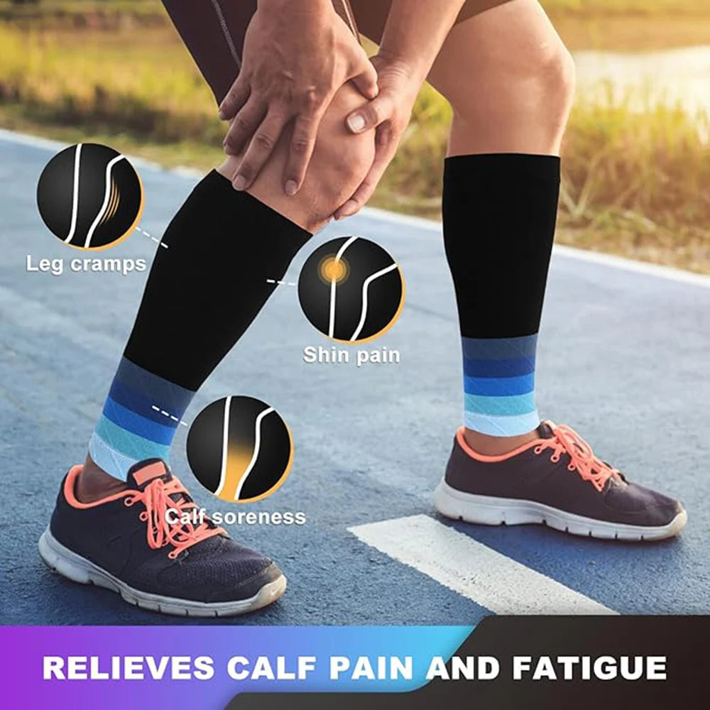 calf compression sleeve designed for cycling, running, and pain relieff