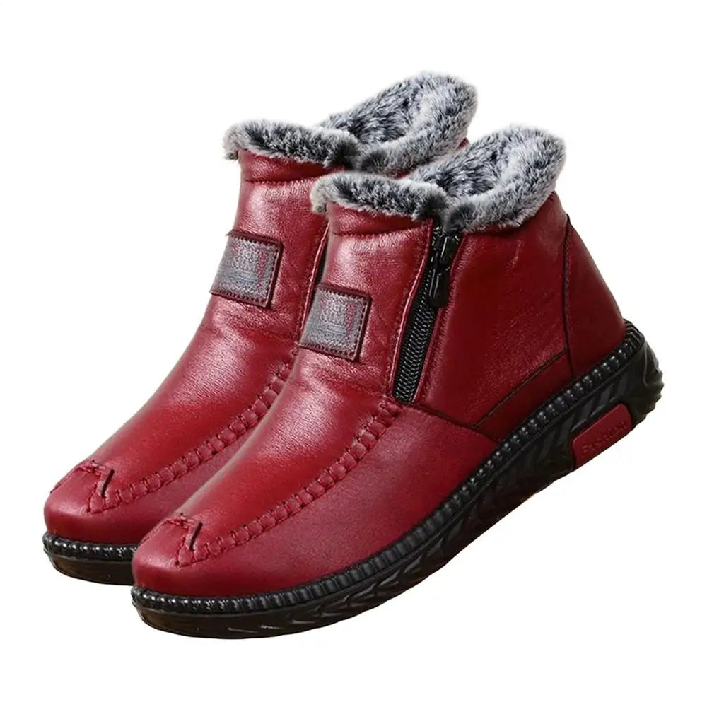 Winter Snow Boots Anti-Slip Female Winter Booties Waterproof Plush Lining Boots Thickened Zipper Cold Weather Shoes