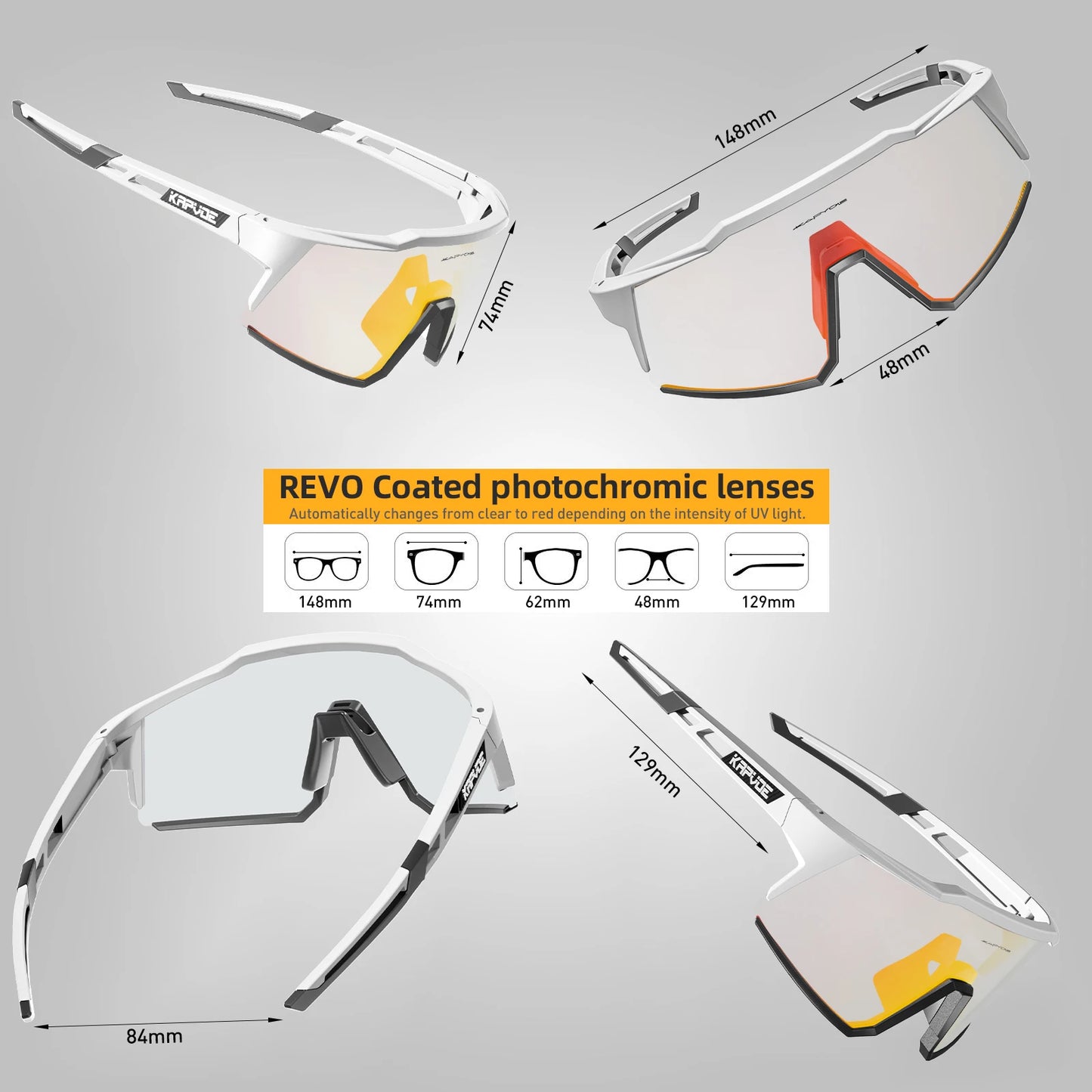 Kapvoe Photochromic Cycling Sunglasses for Men Cycl Glasses Mountain Bicycle Goggles Women Outdoor Sports Running UV400 Eyewear