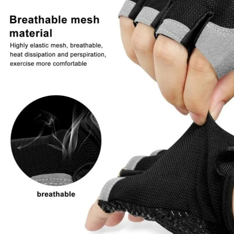 Gym Gloves Fingerless Gloves Anti-Slip Shock-Absorbing Breathable