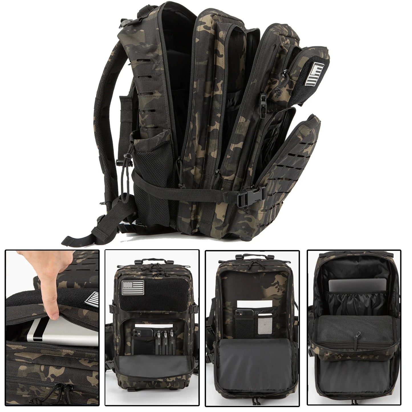Men & Women – Laser-Cut MOLLE 3-Day Pack, Hiking, School,