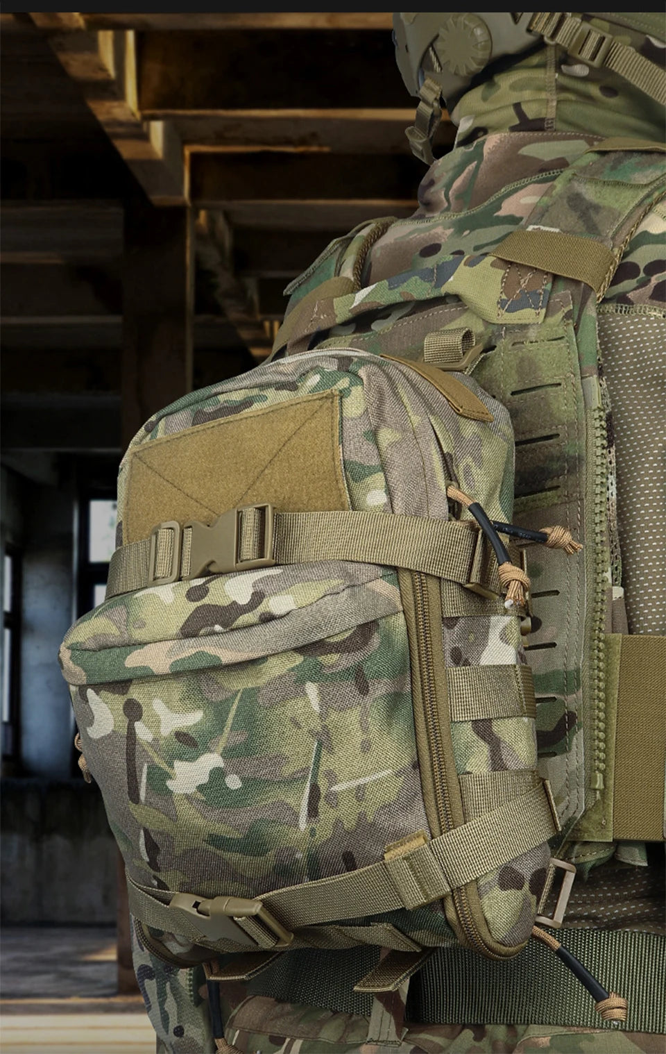 mini hydration backpack designed for tactical or outdoor use.s