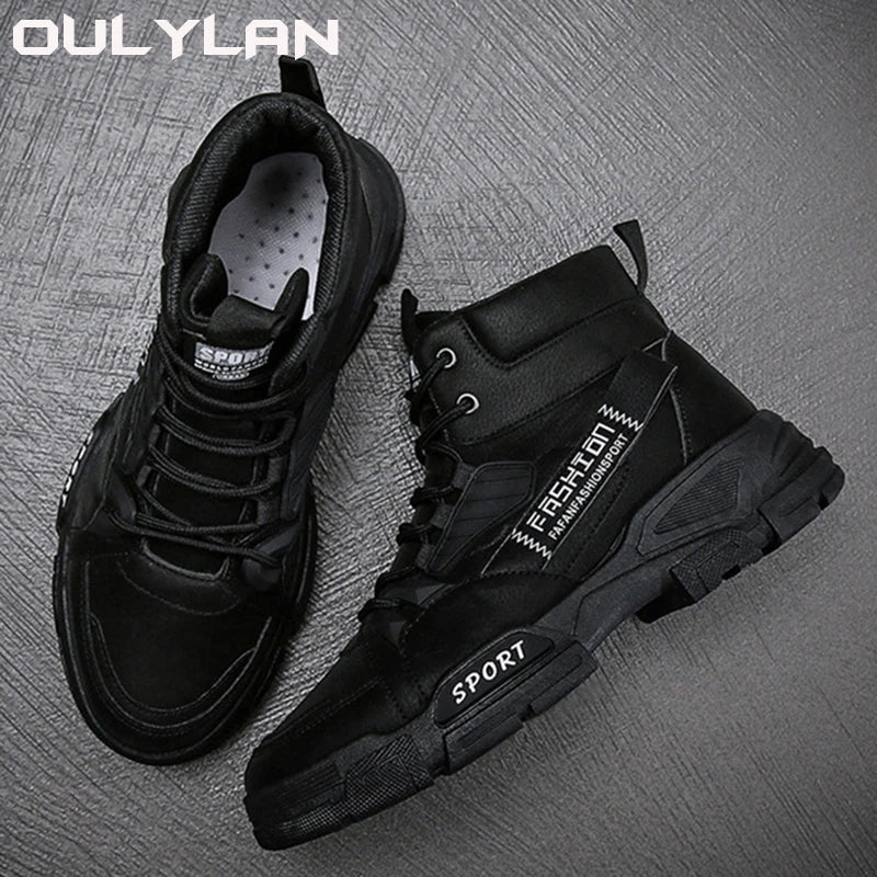2024 Men's Footwear Spring New Leisure Shoes for Men Outdoor Work Boots Trendy Fashion Leather Boots British High Top