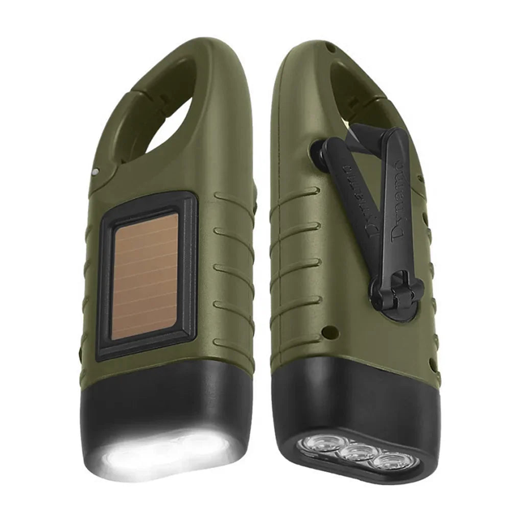LED Hand Crank Solar Powered Flashlight: