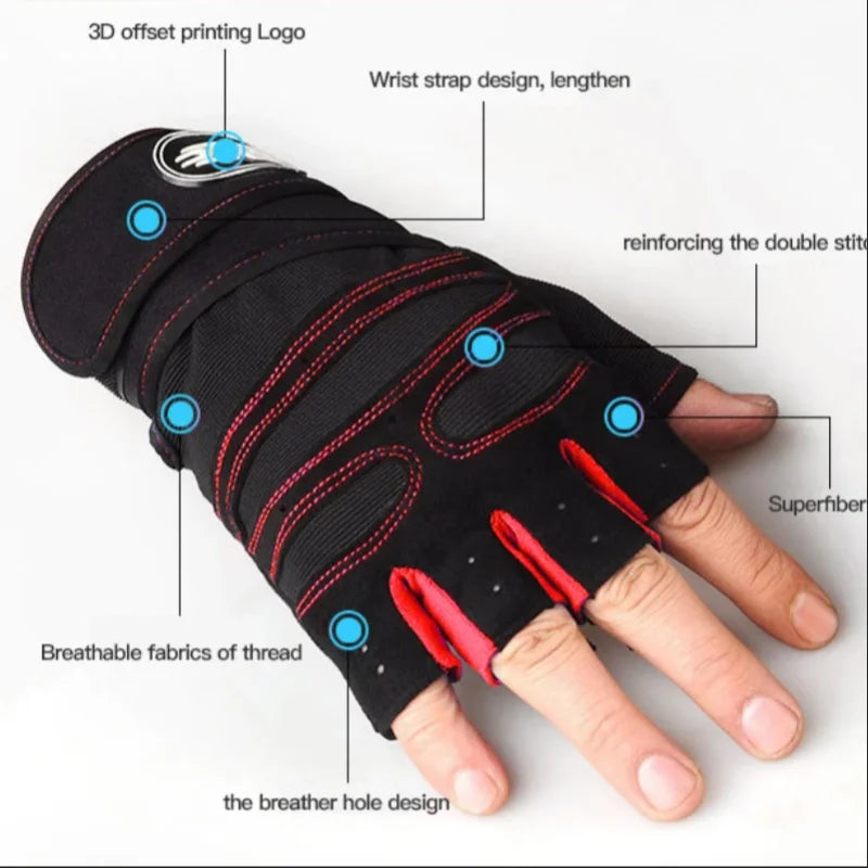 Fitness Half-Finger Gloves with Wrist Guard: