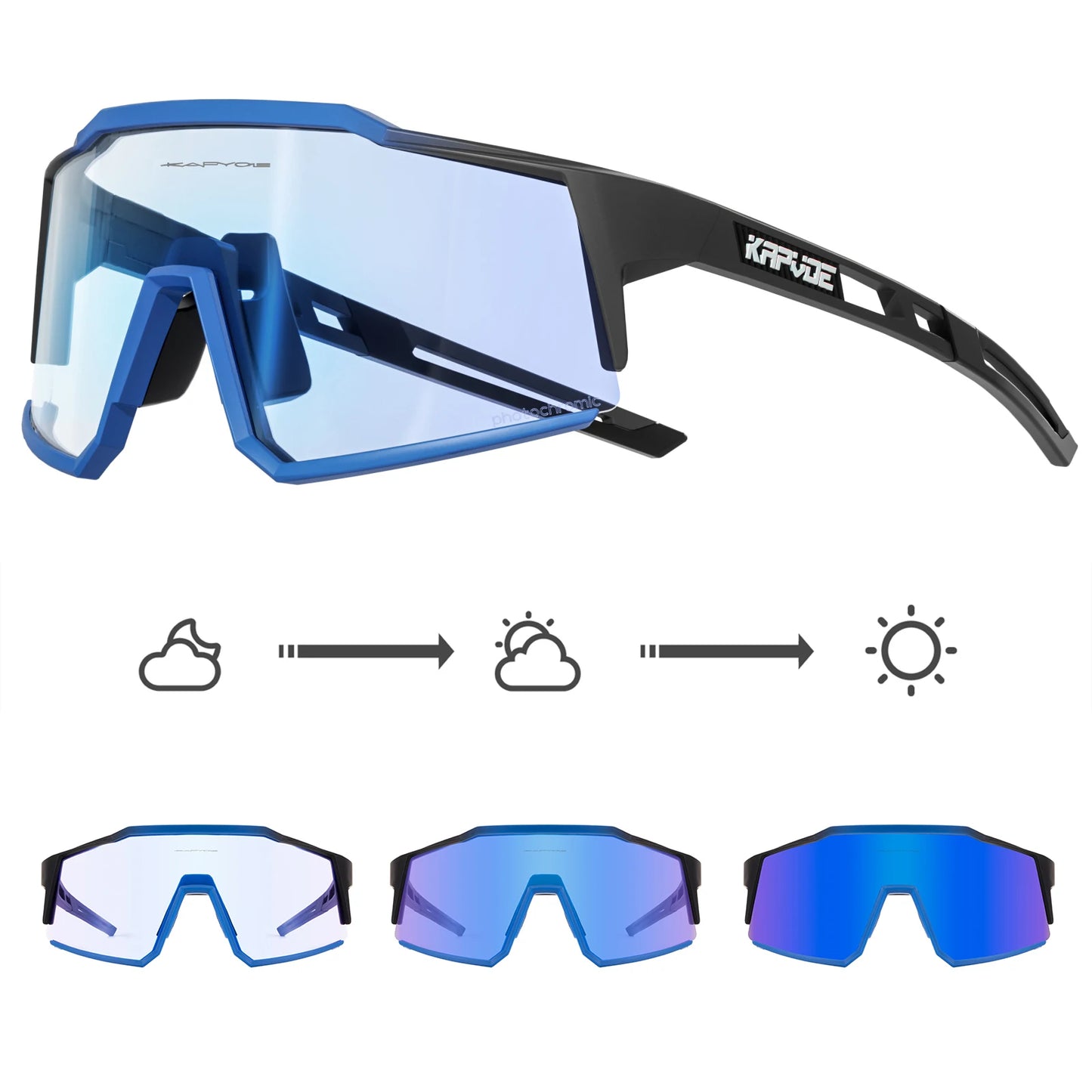 Kapvoe Photochromic Cycling Sunglasses for Men Cycl Glasses Mountain Bicycle Goggles Women Outdoor Sports Running UV400 Eyewear