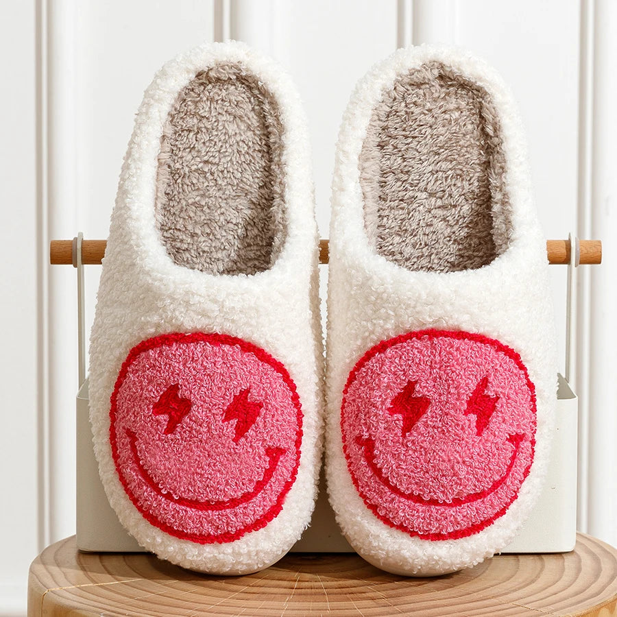Clearance_Women Super Cute Lightning Smile Face Slippers House Funny Ladies Casual Footwear Winter Shoes Fluffy Slides for Home_