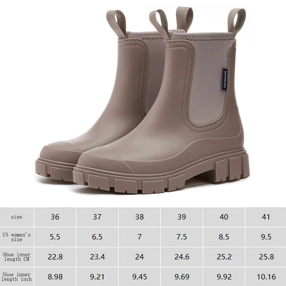 1 Pair Women Rain Boots New Fashion Mid Top Ankle Boots Women Waterproof Boots Portable Rain Shoes Non-slip Rubber Rainboots 장화