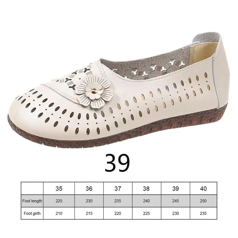 Women's Leather Shoes Flats Comfortable Casual Walking Shoes Soft Flat Bottom Loafers Leisure Slip-on Corrective Breathable