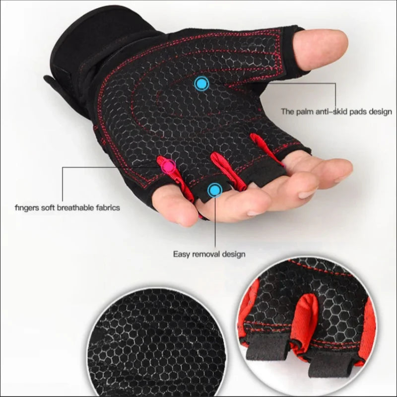 Fitness Half-Finger Gloves with Wrist Guard: