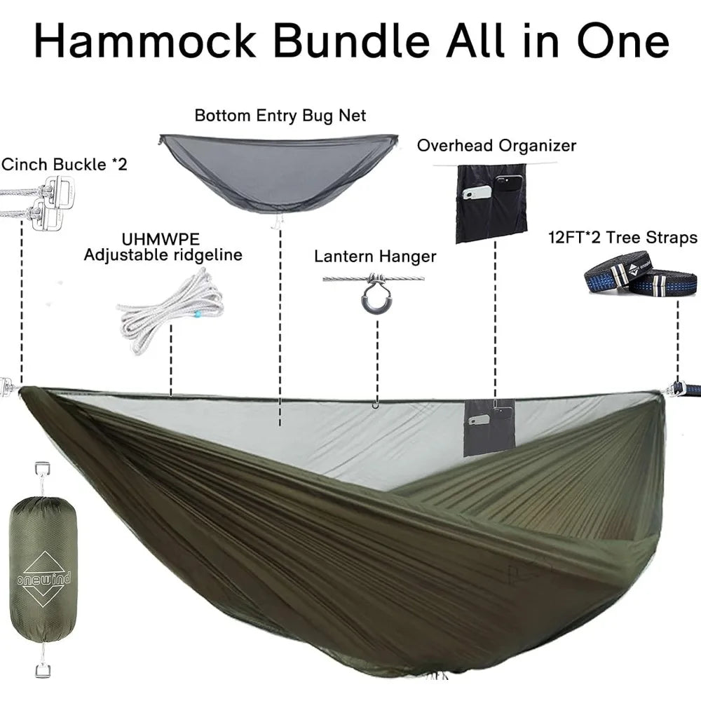 : 12Ft Camping Hammock with Mosquito Net