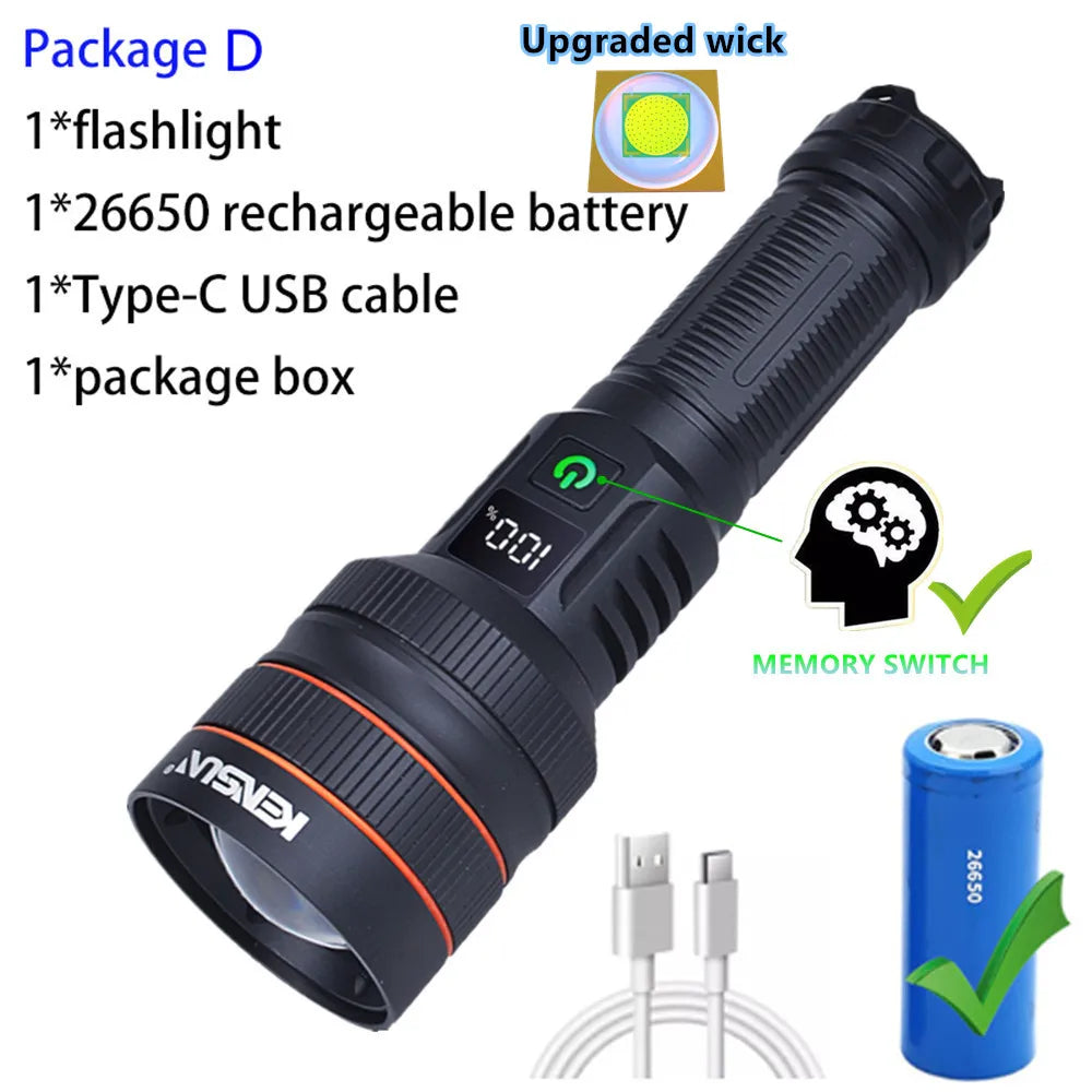 Bright Spotlight Long Range LED Flashlight:
