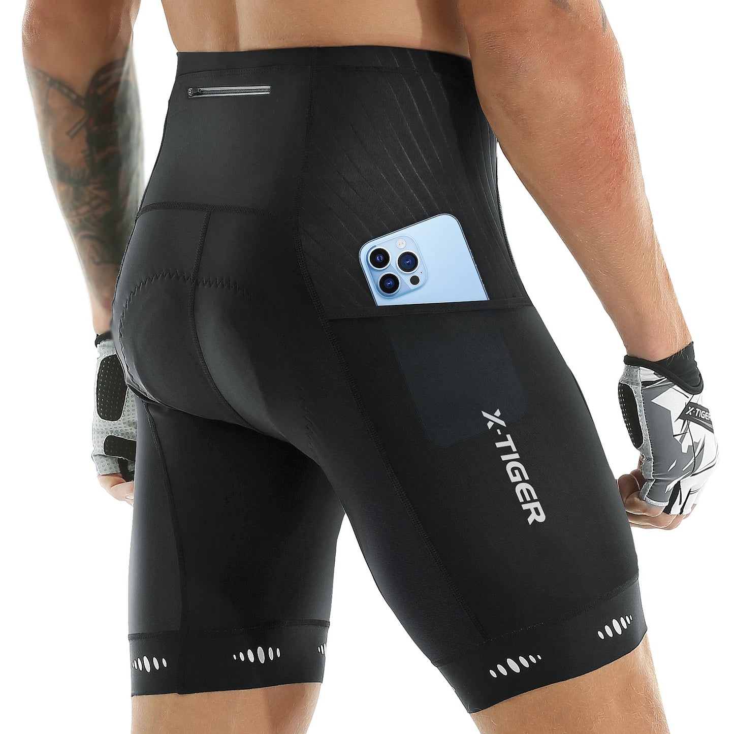 X-TIGER Men Cycling Shorts with Back Pocket