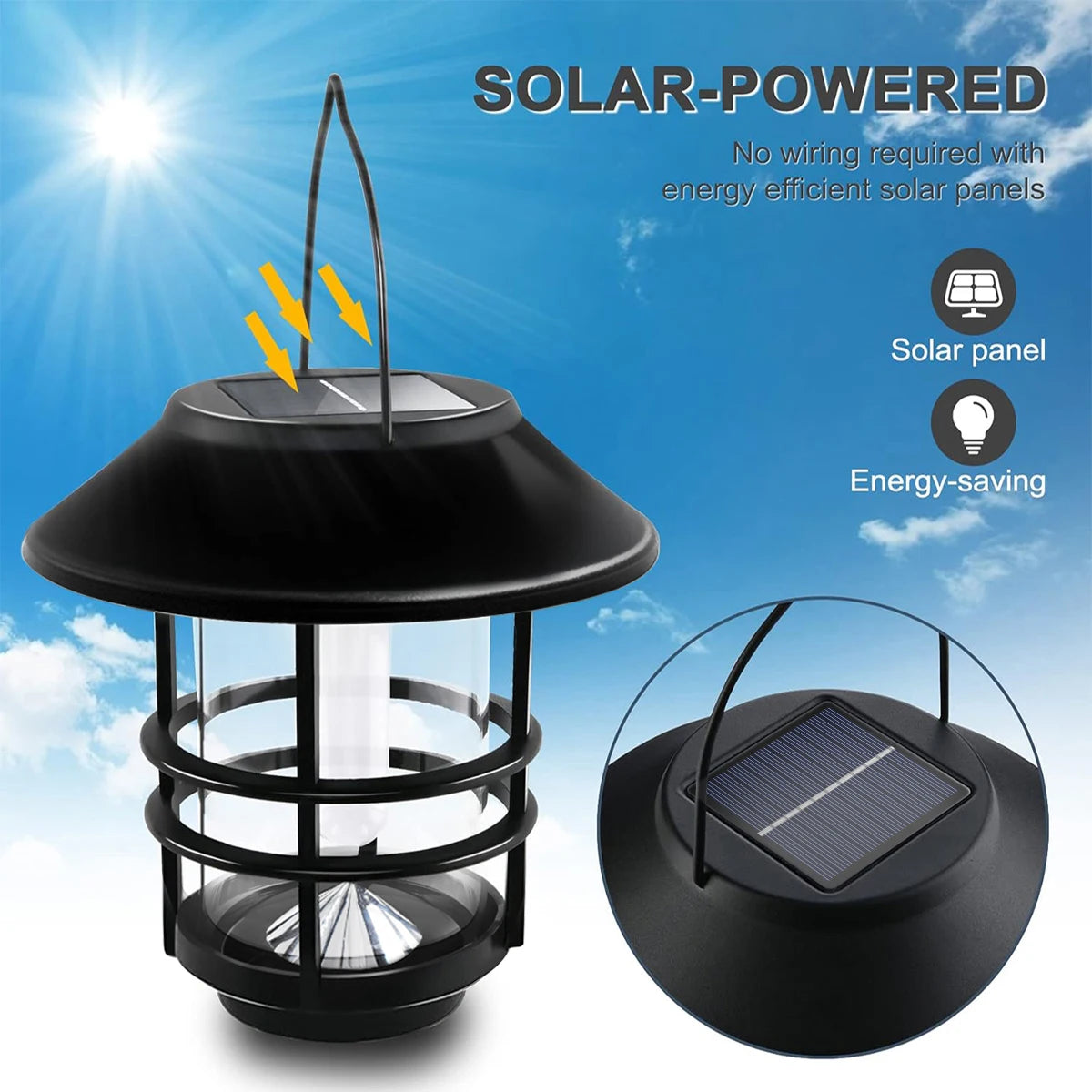1pc Solar Hanging Lantern with Flickering Flame Effect: