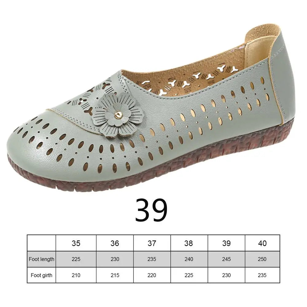 Women's Leather Shoes Flats Comfortable Casual Walking Shoes Soft Flat Bottom Loafers Leisure Slip-on Corrective Breathable