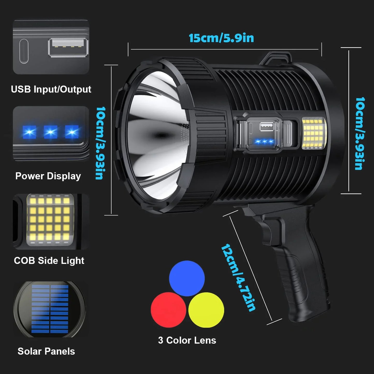 Rechargeable Spotlight - 900,000 Lumens