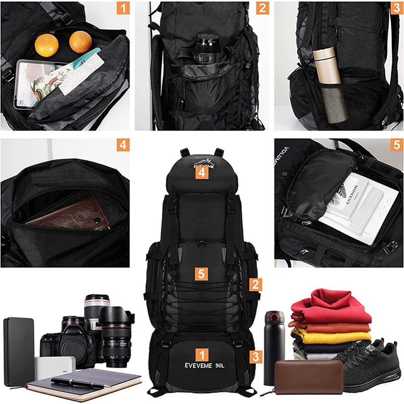 large 90-liter travel backpack