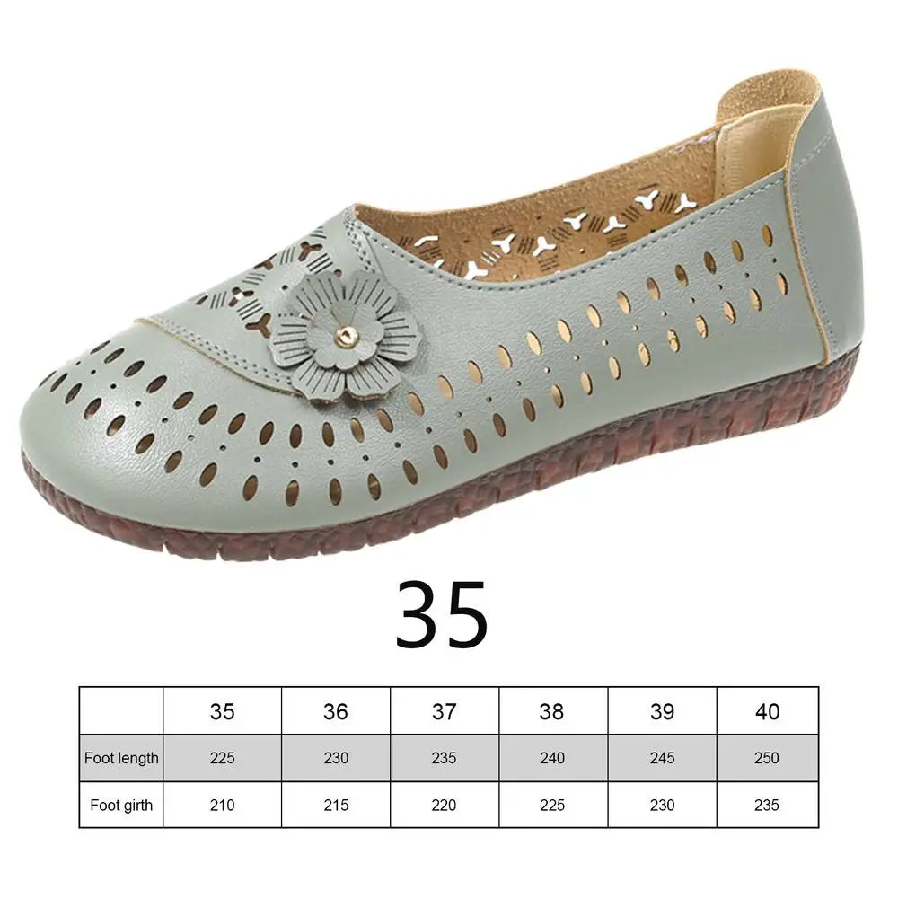 Women's Leather Shoes Flats Comfortable Casual Walking Shoes Soft Flat Bottom Loafers Leisure Slip-on Corrective Breathable