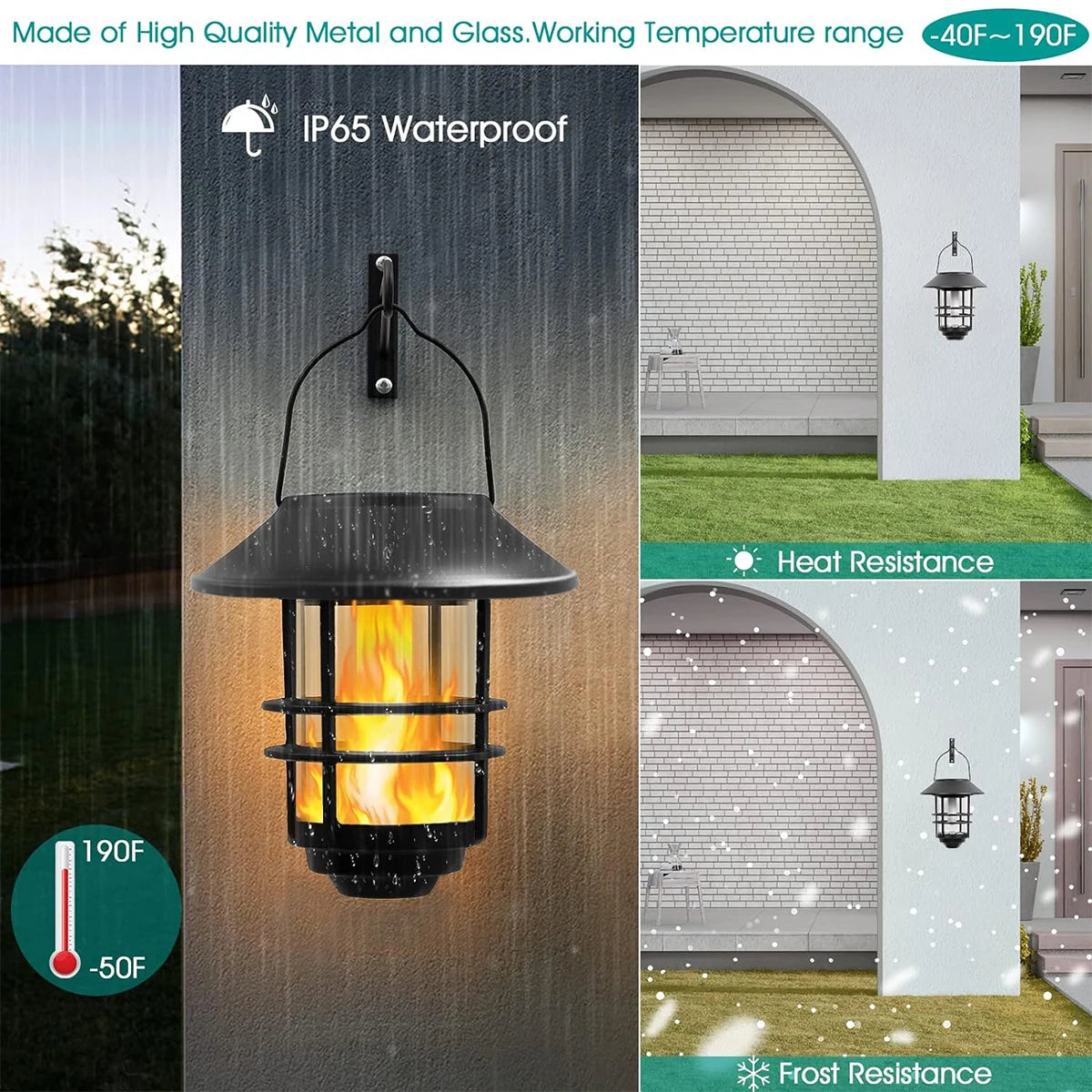 1pc Solar Hanging Lantern with Flickering Flame Effect: