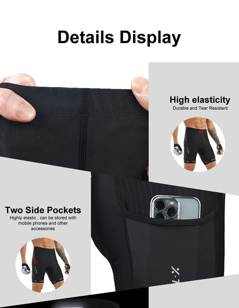 X-TIGER Men Cycling Shorts with Back Pocket