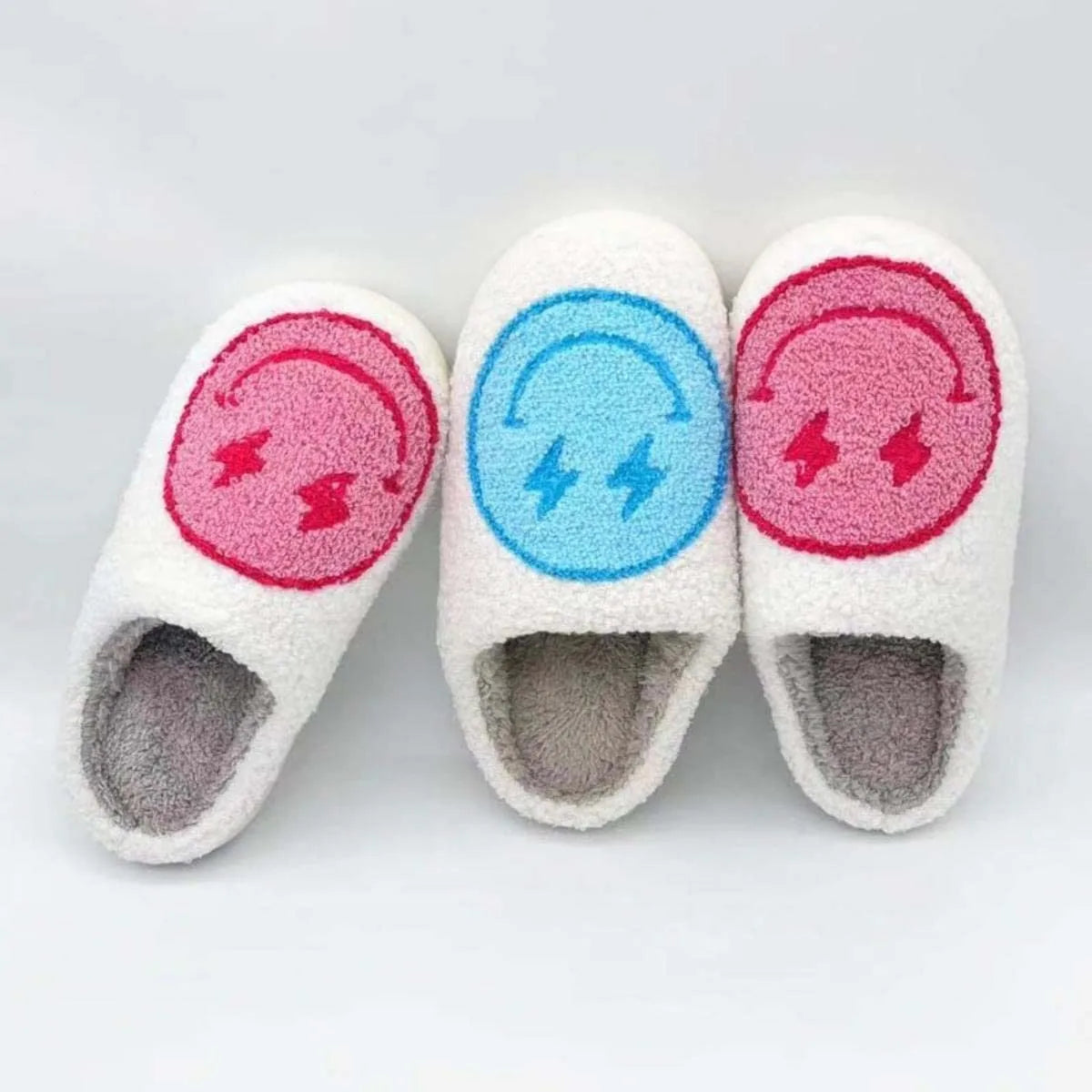 Clearance_Women Super Cute Lightning Smile Face Slippers House Funny Ladies Casual Footwear Winter Shoes Fluffy Slides for Home_