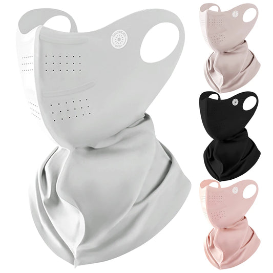 Summer UV Protection Sunscreen Mask Face Scarf Cycling Sunscreen Ice Silk Mask Face Cover Neck Wrap Cover Breathe Traceless Thin