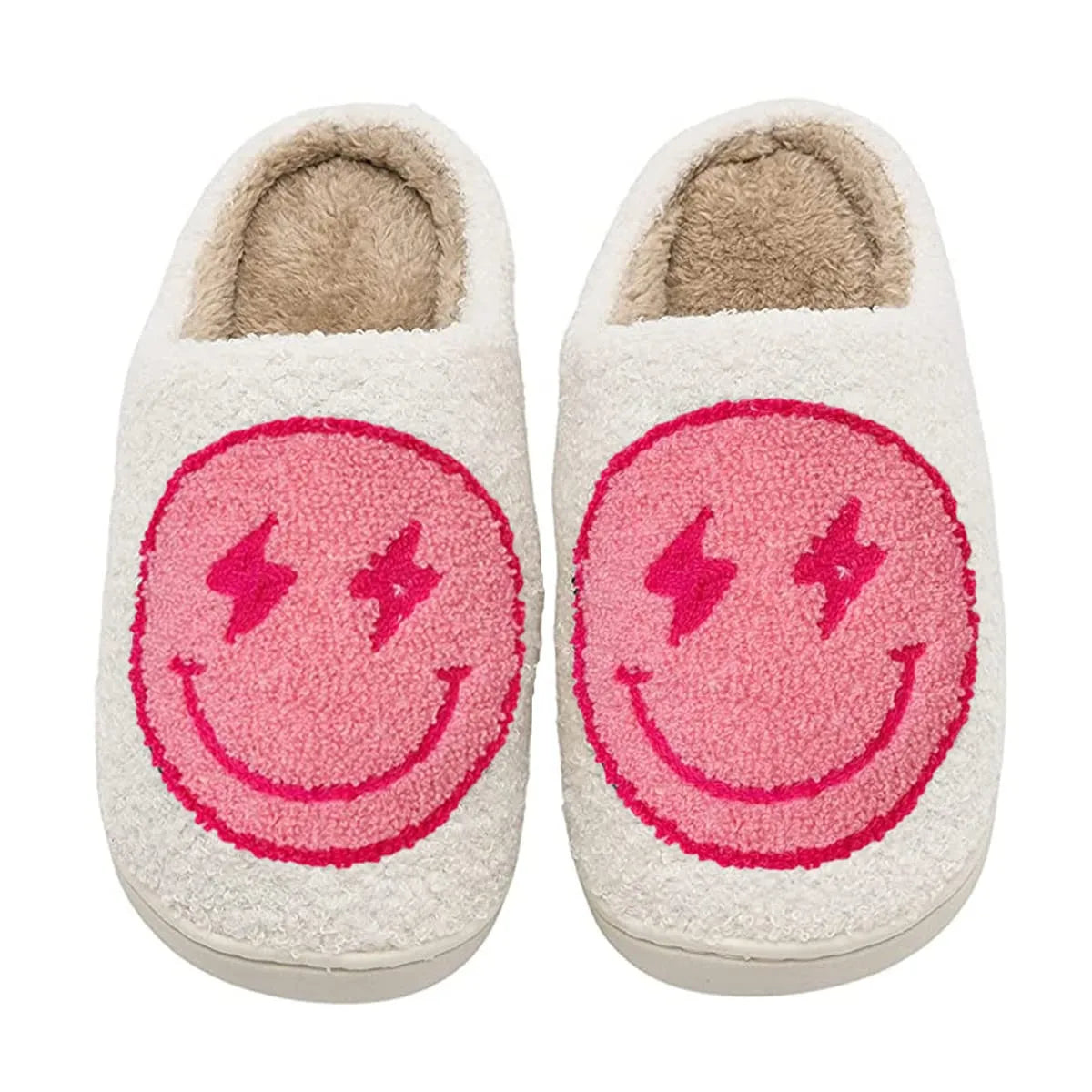 Clearance_Women Super Cute Lightning Smile Face Slippers House Funny Ladies Casual Footwear Winter Shoes Fluffy Slides for Home_