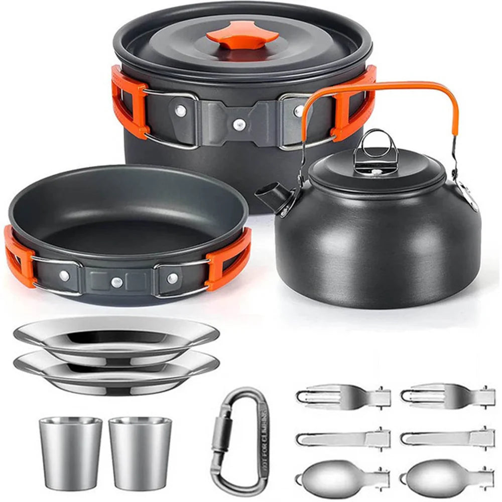 camping cookware set suitable for 2–3 people,