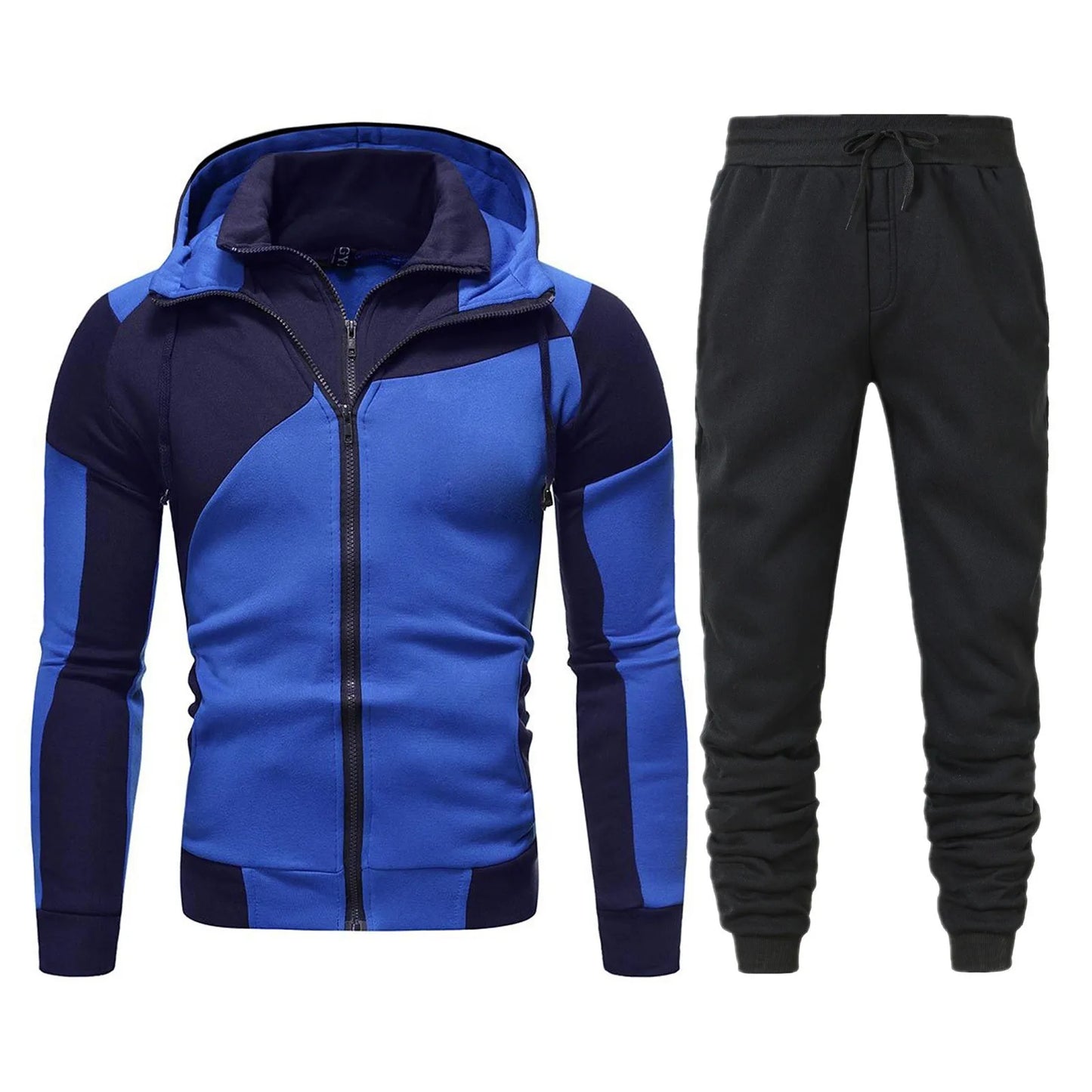 Spring Men's Sweatpants Sets Fashion Handsome Double Zipper Stand Neck Two Piece Suits Casual Sportswear Hoodies and Pants